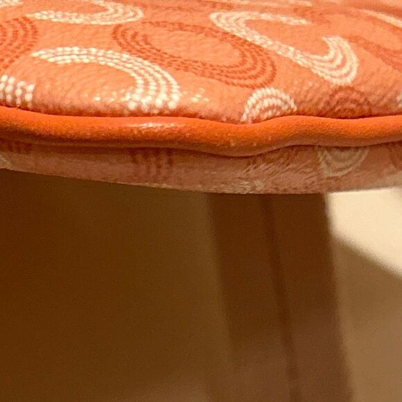 Coach Mini Messenger Crossbody Bag Purse Coral Cream Signature Logo Print - Picture 10 of 13